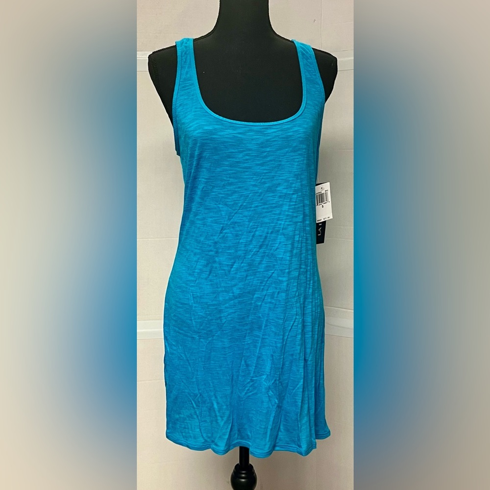 LA BLANCA Knit Tank Swim Dress Coverup Ocean Blue Viscose Racer Back NWT Size: S
